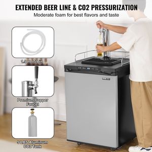 Dispenser Birra Singola con Refrigeratore per Fusti Senza Bombola CO2, Vassoio Raccogligocce e 2 Ripiani per Fusti - Kegerator Premium - Product Image 4