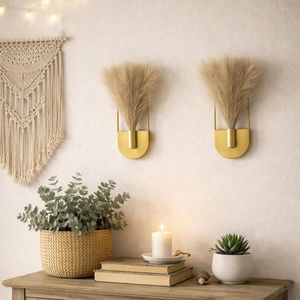 2 Pièces Support Mural Moderne Bohème en Métal pour Plantes Suspendues, Vases et Plumes de Pampa, pour Plantes d'Intérieur et Verdure Artificielle, Idéal pour Mur de Salle de Bain, Nouveauté - Product Image 5