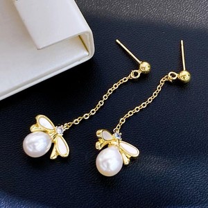 Collection début d'été 2011, boucles d'oreilles pendantes en perles mignonnes, très vendues, longue chaîne d'oreille avec bijoux en perles d'eau douce ovales - Product Image 3