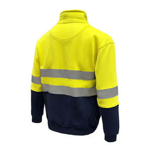 Conjunto de Pantalones Cargo y Sudadera con Cierre de Cremallera de Alta Visibilidad en Amarillo Neón y Azul Marino, Traje de Trabajo de Seguridad Industrial Reflectante - Product Image 3