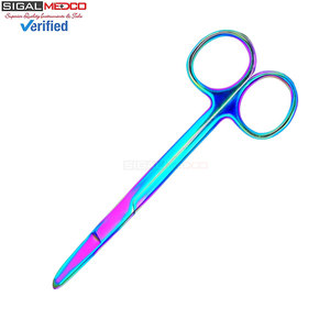 Suture Stitch Scissors 5 Straight German Steel Rainbow <b>Titanium</b> Coating Delicate Hook Tip Precision Surgical Manual - Product Image 6