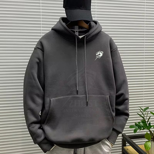 Men's {lain <b>Black</b> Pullover Custom Logo <b>Fleece</b> Sweatshirt with Kangagroo Pocket - Product Image 3