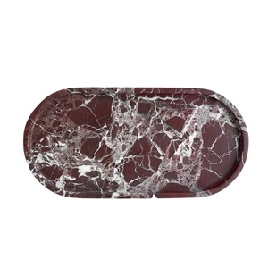 Elegante plato de resina con efecto mármol y estrías de colores Bandeja de servicio decorativa hecha a mano con asas únicas - Product Image 2