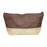 Sac cosmétique portable en jute de haute qualité, tendance, avec fermeture éclair, pour organiser les articles de toilette, promotion de la marque, cadeau publicitaire