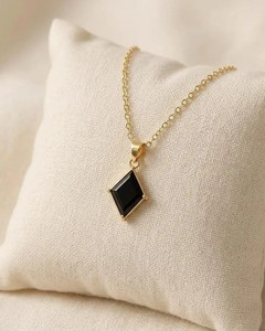 Collar con Colgante de Turmalina Negra en Forma de Cometa, Cadena Chapada en Oro y Plata, Cristal Curativo, Protección, Piedra Energética, Joyería, Regalo - Product Image 1