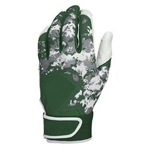 QASWA SPORTS Leather Palm Green Digital Camo Spandex Back High Visibility Elastic <b>Wrist</b> <b>Strap</b> VELCRO Closure Batting Glove - Product Image 5
