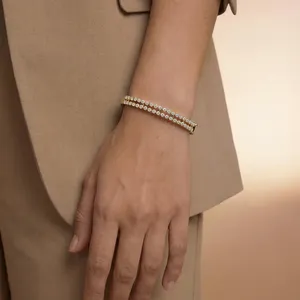 Brazalete de Diamantes CVD Cultivados en Laboratorio de Doble Hilera con Claridad VVS-VS, Certificado IGI, Color D-F, para Venta al Por Mayor - Product Image 2