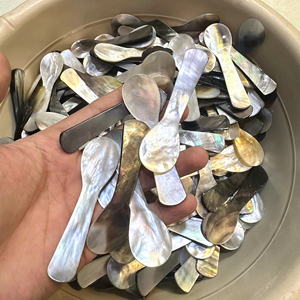 ช้อนคาเวียร์เปลือกหอยมุกสีดำหรูหรา ช้อนเปลือกหอยธรรมชาติเปล่งประกาย ขนาด 8ซม.-13ซม. ภาชนะบนโต๊ะอาหาร สลักโลโก้ตามสั่ง - Product Image 1