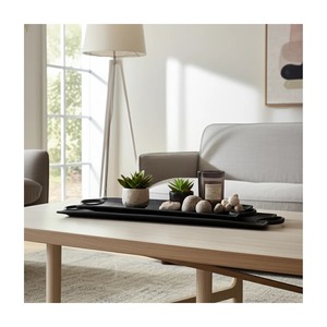 Minimalist <b>Rectangle</b> Wood Decorative Trays with Handle 2pcs for <b>Coffee</b> <b>Table</b> for Home decor - Product Image 6