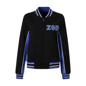 Zeta Phi Beta Black Air Tech Fleece Warm Up <b>Jacket</b> <b>Women</b> Athletic Zip Up <b>Jacket</b> Greek Sorority Streetwear <b>Lightweight</b> Sport Coat - Product Image 1