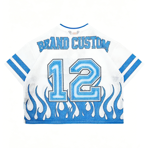 Camiseta Deportiva Retro de Fútbol Americano con Corte Cuadrado y Malla, Personalizada con Impresión Completa, para Hombre, Sublimada y Transpirable - Product Image 4