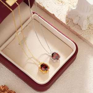 Pendentif grenat pour femme, argent sterling 925 plaqué or 14 carats, pierre de naissance de janvier, étoile céleste, perle, bijou cadeau - Product Image 3