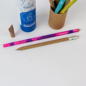 Ensemble cadeau stylo et crayon plantables, écologique, papier recyclé infusé de graines, encre bleue, largeur d'écriture 0,7 mm, dans un tube en papier - Product Image 5