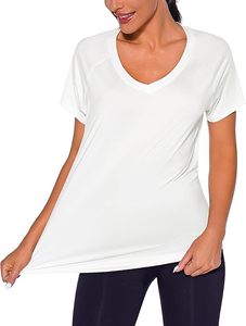 T-shirt de sport pour femmes, manches courtes, col en V, t-shirts de yoga, hauts à séchage rapide, pour la course à pied, le fitness, le Pilates - Product Image 4