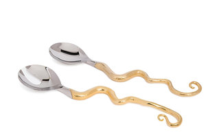 Indian Handicraft Unique Design Gold Silver Color Serving Set - Product Image 4