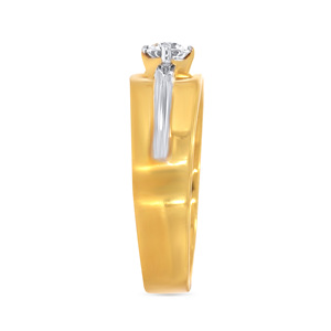 Robust Valley <b>Men</b> Solitaire Band <b>Ring</b> Luxury 18K Two Tone Yellow and White Gold Round Brilliant Cut Solitaire Diamond <b>Ring</b> - Product Image 4