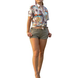 Camisa de Verano con Estampado de Olas Costeras para Mujer, Cuello Suave, para Vacaciones, Piscina, Proveedor Mayorista - Product Image 4