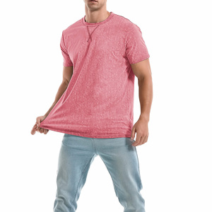 Camiseta de Cuello Redondo para Hombre, Corte Holgado, Lavado Ácido, Tela de Algodón Premium, Transpirable, Color Sólido, Secado Rápido, Precio Bajo - Product Image 3