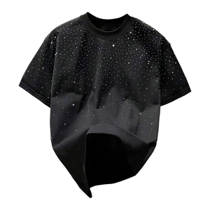 เสื้อยืดผู้ชายพรีเมียมลายกราฟิกประดับคริสตัล สตรีทแวร์ผ้าคอตตอนหนานุ่ม แฟชั่นทีเชิ้ตจากผู้ผลิต - Product Image 1