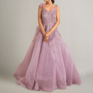 Robe de soirée pour femme, nouvelle collection été, moderne, asymétrique, longue, pour mariage, cérémonie et toast, avec dentelle - Product Image 3