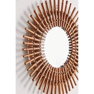 Marco redondo de madera de bambú para espejo de 28 pulgadas, diseño Sunburst Natural, venta al por mayor - Product Image 2