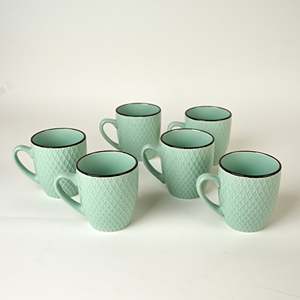 ชุดถ้วยชาเซรามิกสีเขียวทะเล 6 ใบ - Product Image 3