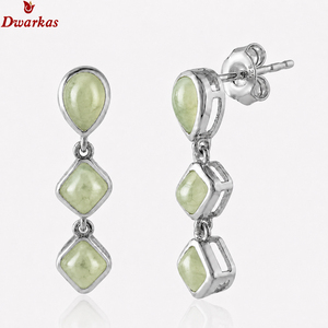 Perfect design trendy girls 925 sterling <b>silver</b> prehnite gemstone bezel setting <b>earring</b> for anniversary - Product Image 1