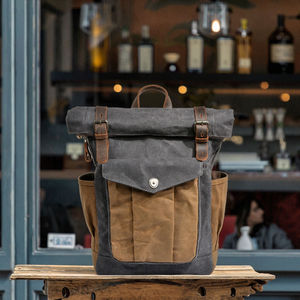 Vintage Wax Canvas Roll Top <b>Backpack</b> Laptop Travel Rucksack Large Capacity <b>Computer</b> Bag for Hiking Daily Use - Product Image 3