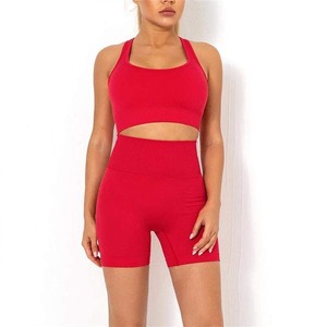 Conjuntos de yoga y fitness, ropa deportiva, conjunto de sujetador y pantalones cortos para mujer - Product Image 1