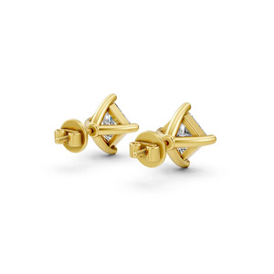 Boucles d'oreilles clous en diamant de laboratoire taille princesse, plaqué rhodium, certifiées IGI, bijoux classiques pour femme, mariage, bureau/carrière - Product Image 4