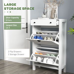 Zapatero de Madera Blanco Independiente con Capacidad para 8 Pares, Ahorra Espacio en la Entrada y Sala de Estar - Product Image 4