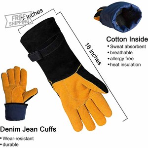 Guantes de Soldadura Reforzados con Piel de Vacuno, Resistentes a Chispas, para Protección Personal, Bomberos y Construcción - Product Image 6