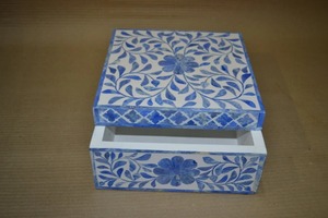 Handmade Modern Blue Bone Inlay Box Floral Pattern Rectangular Best Women Gift Novelty Jewelry Organizer Keepsake <b>Storage</b> Boxe - Product Image 6