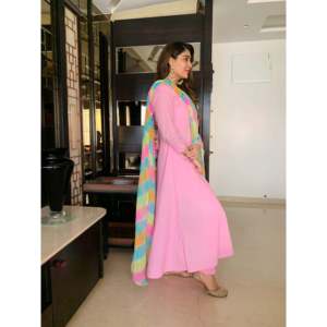 Women XS Size Chiffon Fabric <b>Punch</b> Pink Suit <b>Set</b> - Product Image 1