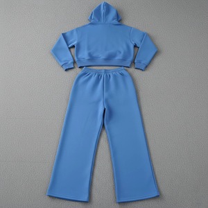 Wholesale Loungewear <b>Sets</b> Stand Neck Hoodie And Jogger <b>Set</b> Women Custom Logo Two Piece Half Zip Sweatshirt And <b>Sweatpants</b> <b>Set</b> - Product Image 3