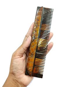 Peigne à barbe artisanal de 5 pouces en os de buffle naturel, peigne à dents larges pour hommes, peigne de luxe pour barbe et cheveux, style viking - Product Image 1