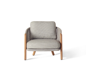 Chaise longue d'extérieur de luxe en teck massif avec structure en corde tressée et coussin épais pour patio, terrasse, hôtel ou complexe hôtelier - Product Image 2
