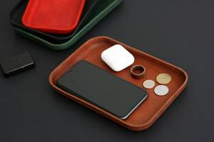 Utility Genuine Leather Tray Snap <b>Corner</b> Travel Valet Storage <b>Basket</b> Custom Logo Real Cowhide Leather Tray GLTY-0029 - Product Image 5