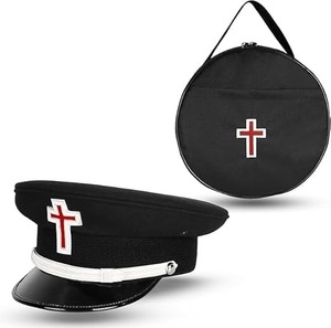 Casquette de Chevalier Templier Maçonnique brodée à la main avec étui de transport – Coiffe d'officier haut de gamme avec emblème de la Croix Rouge – Tailles S à XXL - Product Image 1