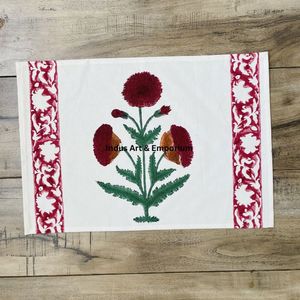Mantel Individual Clásico Hecho a Mano de Algodón Fino con Estampado de Palmeras y Borde Geométrico, Lavable a Máquina, Personalizable para Uso Doméstico - Product Image 5