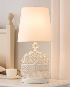 Lampe de chevet contemporaine en cristal avec abat-jour en tissu blanc, lampe de bureau moderne pour salon, chambre à coucher, chambre d'enfant - Product Image 5