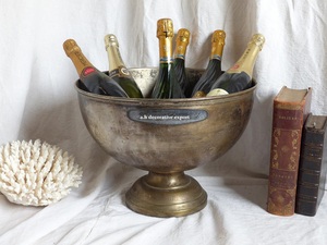 Bac à vin sur piédestal en laiton antique vintage, bac décoratif en métal pour fête, centre de table de luxe, refroidisseur à champagne pour décoration de mariage - Product Image 4