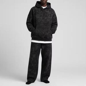 Conjunto de Sudadera con Capucha y Pantalones Deportivos Vintage Lavados al Ácido para Hombre, Talla Grande, con Bordado y Pedrería en las Mangas - Product Image 4