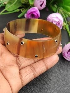 Brazalete de Cuerno Redondo Dorado para Mujer, Hecho a Mano, Brazalete de Cuerno Natural, Joyería Étnica de Moda, Brazalete Boho - Product Image 2