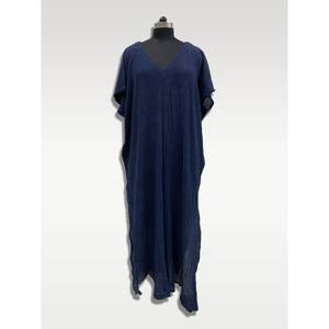 100% Cotton Casual Women's Maxi Kaftan with Flared Hem Loose Fit Woven Fabric and Natural Waist - Product Image 1