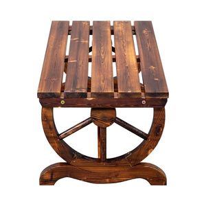 Rustic 2-Person Outdoor Wagon Wheel Bench Brown Porch Garden Bench for Backyard Patio - Product Image 5