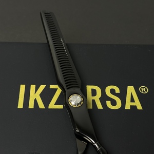 Black Color Paper Coated Hair Thinner <b>Scissors</b> With Round Handle Classic Design Made Barber Thinning Shears In Low MOQ - Product Image 1