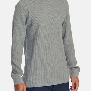 Mens <b>Thermal</b> Waffle Knit Sweatshirt Long Sleeve Pullover Winter Warm Casual Crewneck <b>Top</b> for Fall and Cold Weather - Product Image 2