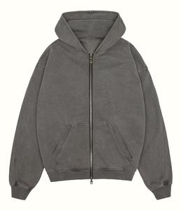 Sudadera con capucha para hombre, 100% algodón, con logo personalizado, hombros caídos, estilo oversize, peso pesado, con doble cremallera - Product Image 5