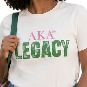 เสื้อยืด AKA White Legacy สำหรับผู้หญิง ลายกราฟิกคลาสสิก คอกลม แขนสั้น เสื้อยืดสไตล์ Sorority แฟชั่นลำลองที่ได้แรงบันดาลใจจากกรีก สำหรับใส่ทุกวัน - Product Image 5